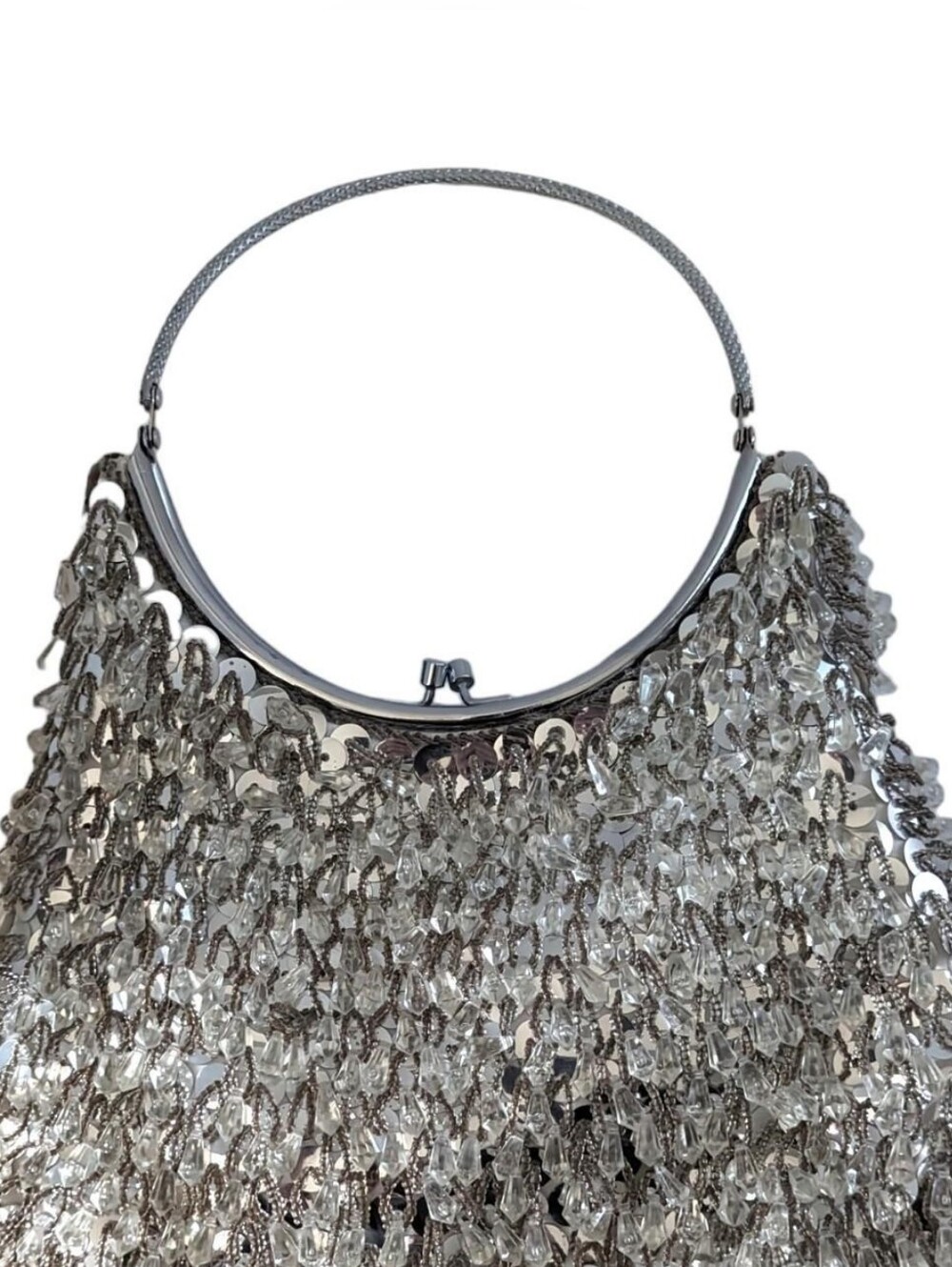 La Regale Silver Beaded Vintage Clutch EUC